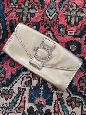 Gold Lilly Pulitzer evening bag with Crystal Buckle